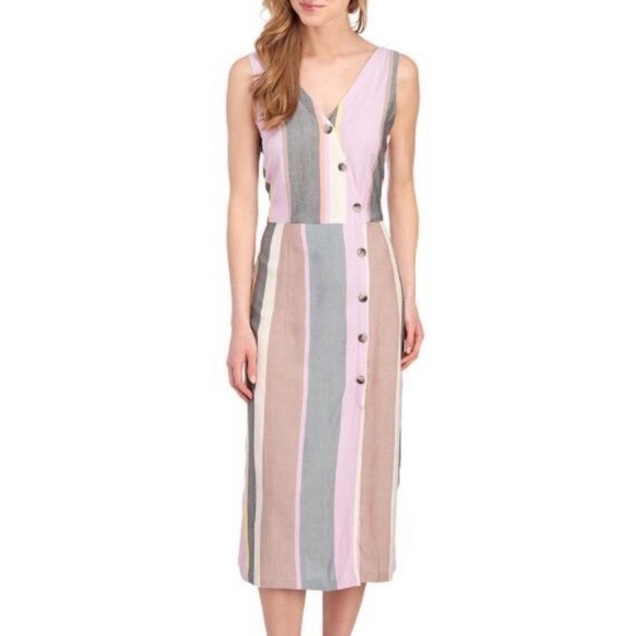 PATRONS OF PEACE Front button striped midi dress - Picture 1 of 10